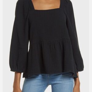 Madewell Black Peplum Top